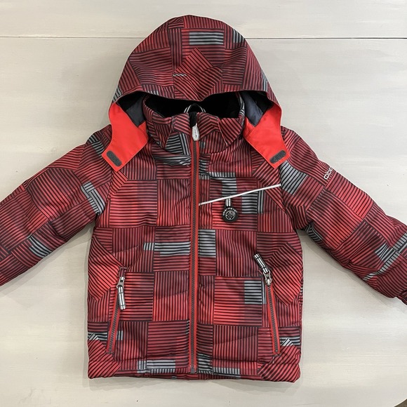 OBERMEYER Boys I-Grow Size 3 Wildcat Hooded Ski Coat Jacket Winter Red Gray - Picture 3 of 12